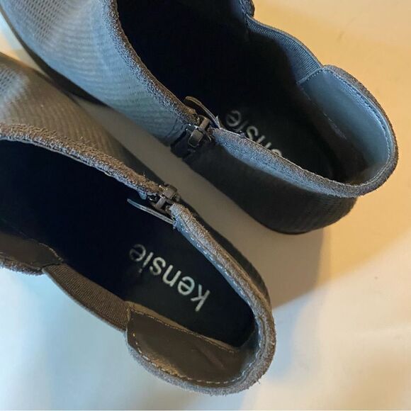 kensie Gerona Ankle Boot chunky block stacked heel zip up leather suede 6.5 - Picture 7 of 9